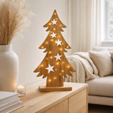 Fir de sapin en bois à LED, en bois de pin naturel avec des LED fixes, 70 cm de haut, décoration de Noël pour l'extérieur en situation