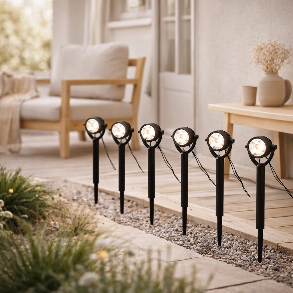 Solar / Earthpout 6 Set Nomi Env. 475 cm de long, en plastique noir, blanc chaud en situation