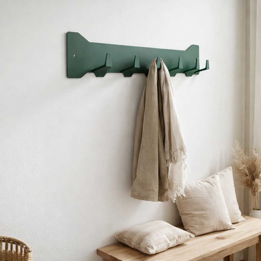 Gorillz Triangle Five - Porte-manteau mural - Industriel - Porte-manteau - 5 crochets - Vert en situation