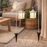 Lot de 2 piquets de sol extérieur LED Lantern blanc en situation