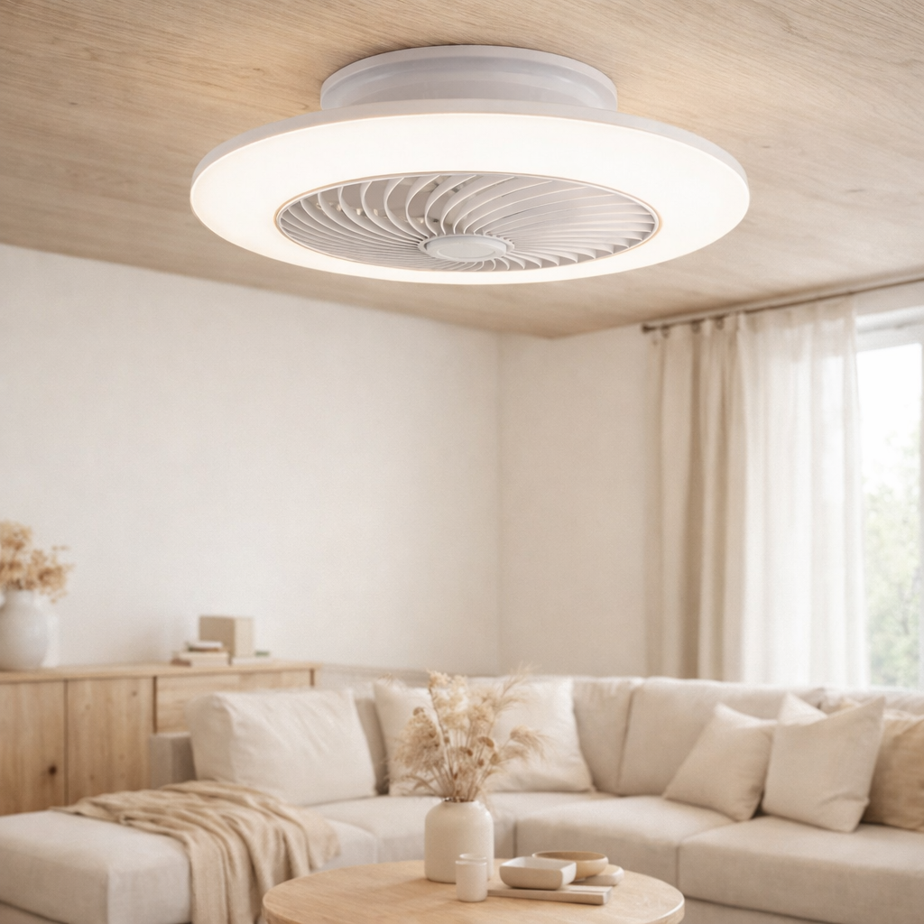 Plafonnier LED avec ventilateur Adoranto d: 55cm en situation