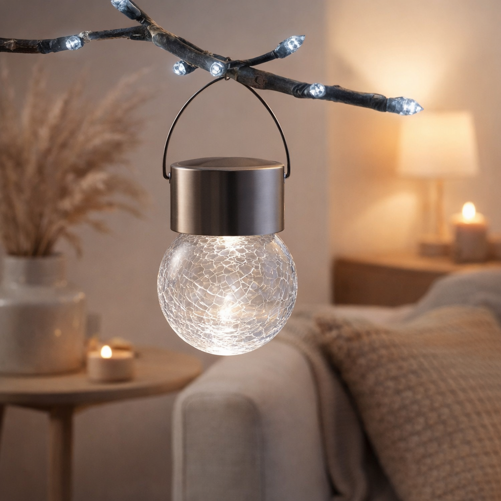 Lampe solaire LED CRACKLE (lot de 6) en situation