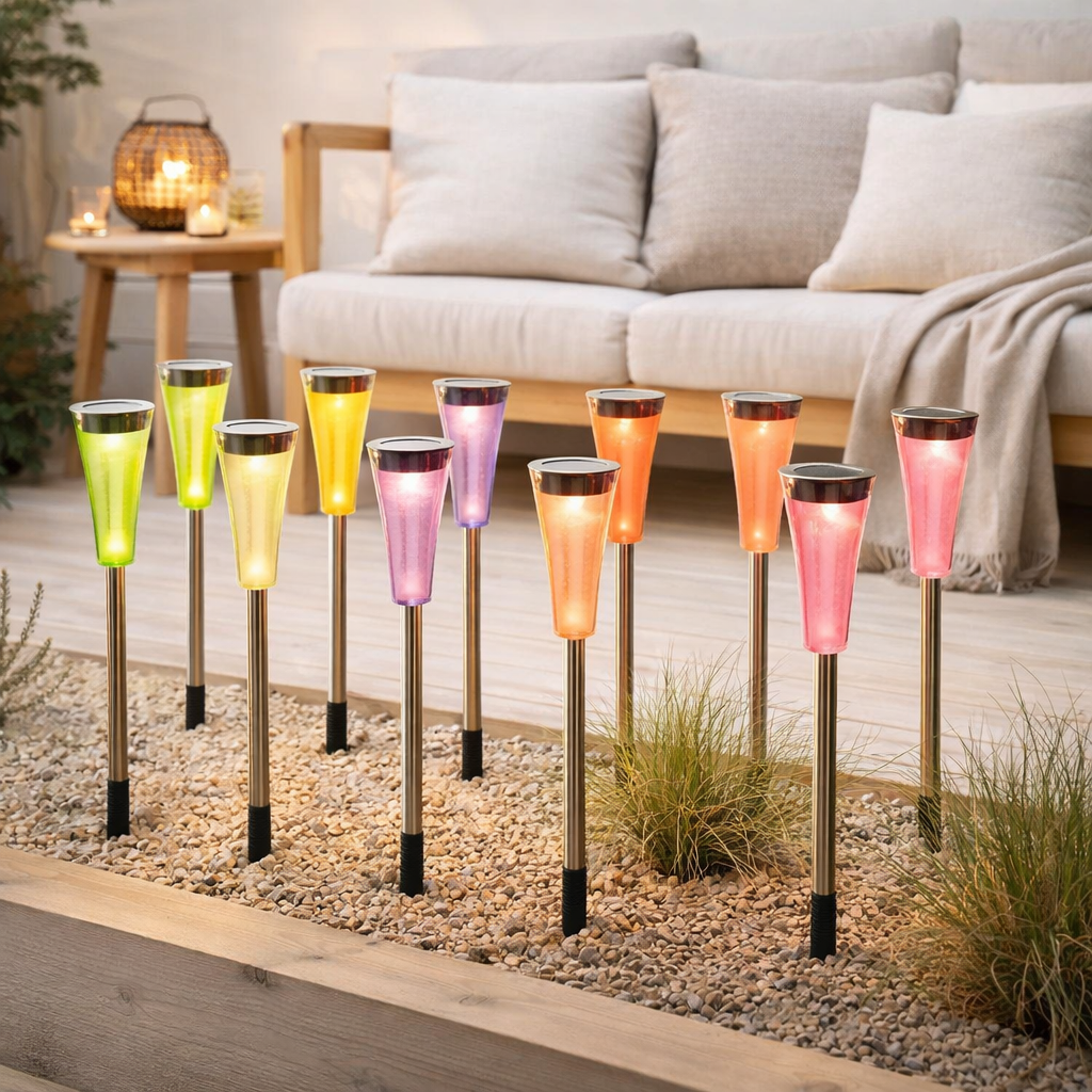 10er Set LED Solar-erdspieß Multi en situation