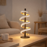 Lampe de table à LED Belleza, lampe de table en métal moderne et en plastique en noir, or et blanc, avec des LED fermement construites, 50 cm de haut, l'éclairage pour le salon, la salle à manger, la chambre ou le bureau. en situation