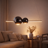 LED PRENDANT LAMP chrome Nova fait de verre en métal, en plastique et en fumée en métal et en métal, avec des LED fermement construites, environ. 105 cm de long en situation