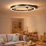Plafond LED Tristan, lampe à plafond métallique moderne et le plastique en vide en acier, les LED sont fermement installées. Avec environ. 58 cm Øthie Éclairage idéal pour le salon, la salle à manger ou la cuisine. en situation