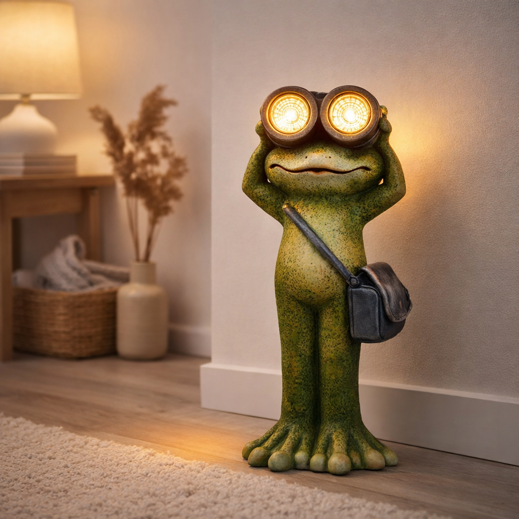 LED SOLAR LUMIÈRE FROG debout pour la terrasse et le jardin, en céramique verte, avec des LED fermement construites, lampe de décoration pour 30 cm de haut en situation