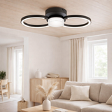 Le plafond LED CIMO en métal noir et en plastique, Ø Env. en situation