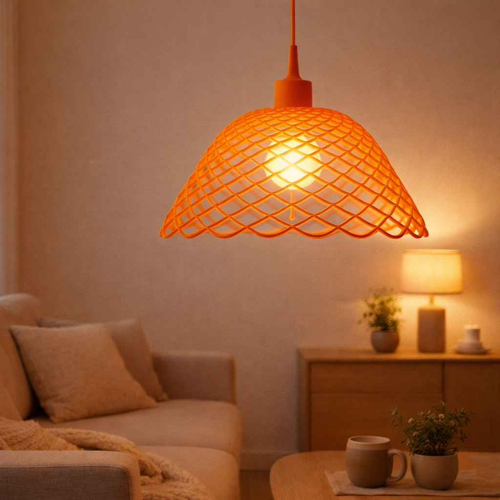 Silicone Pendant lampe Cera en orange en situation