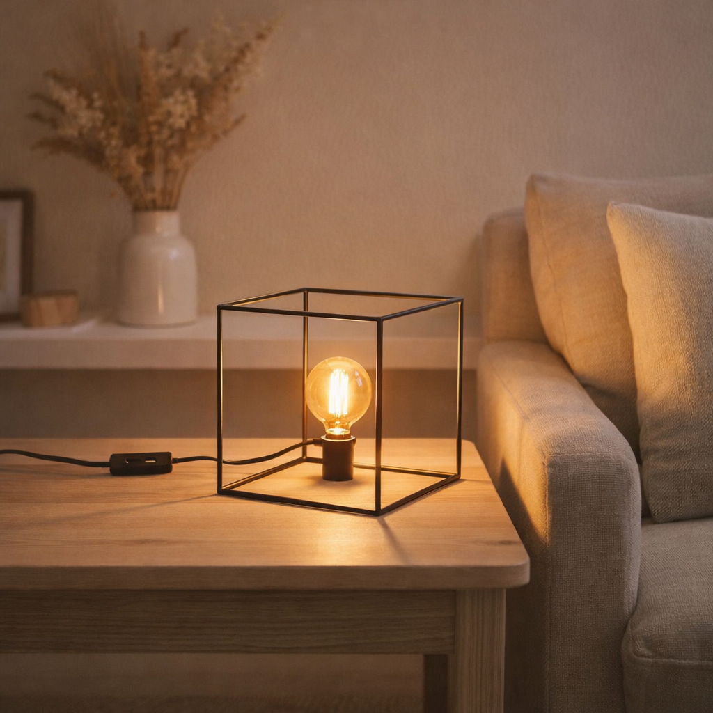 Lampe de table canto, lampe de table en noir et or, version e27-socket, pour salle à manger, salon, couloir, bureau ou comme une lampe de chevet, 16 cm de haut en situation