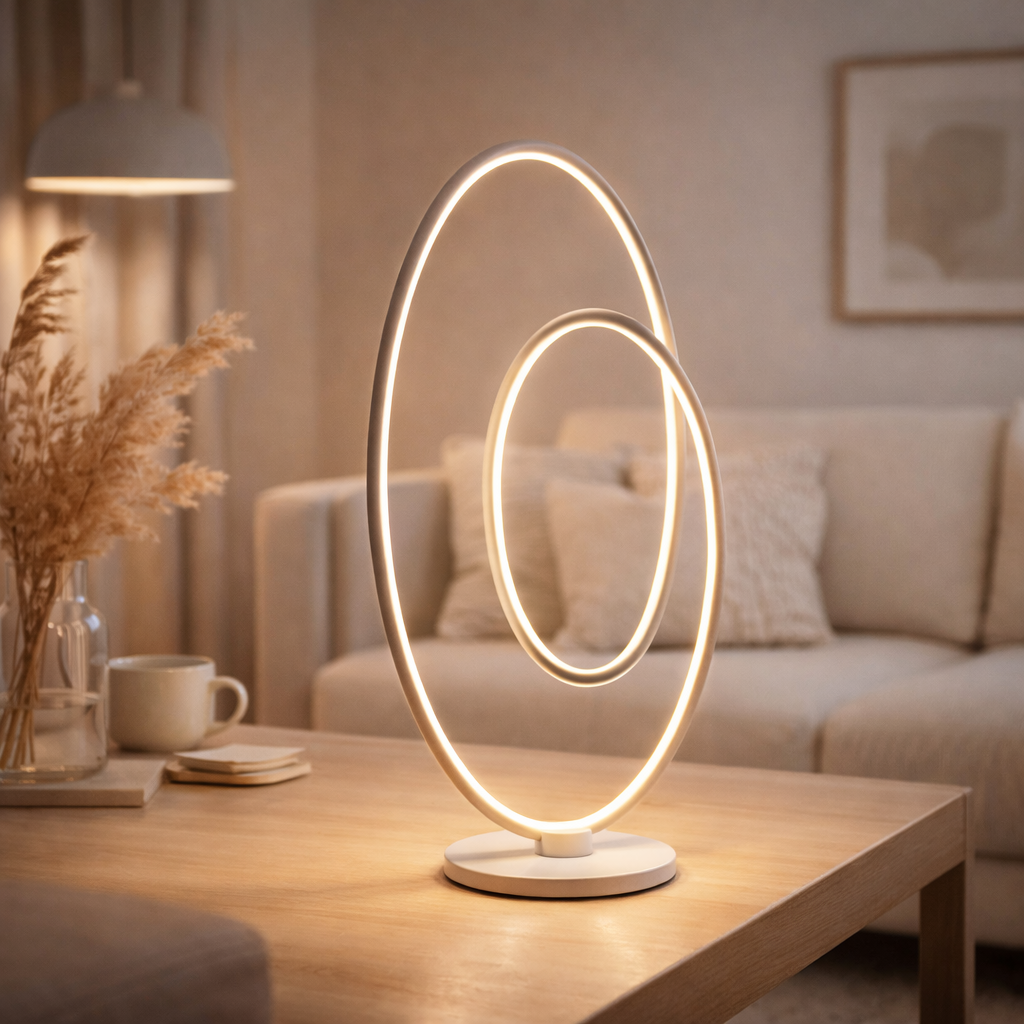 Lampe à poser LED h:60cm blanche Odrive en situation