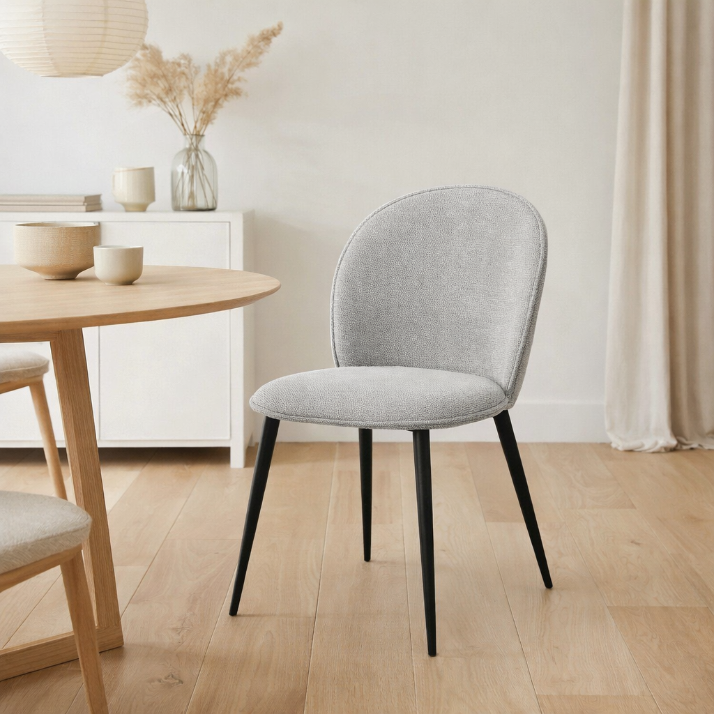 Chaise cuba tissu aragon gris en situation