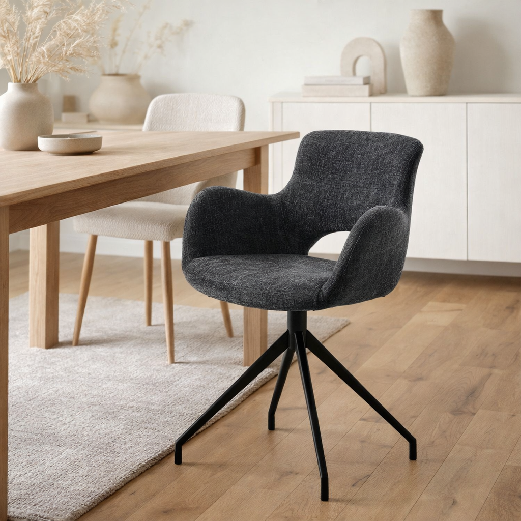 Tissu de chaise Paul Perfect Harmony Anthracite en situation