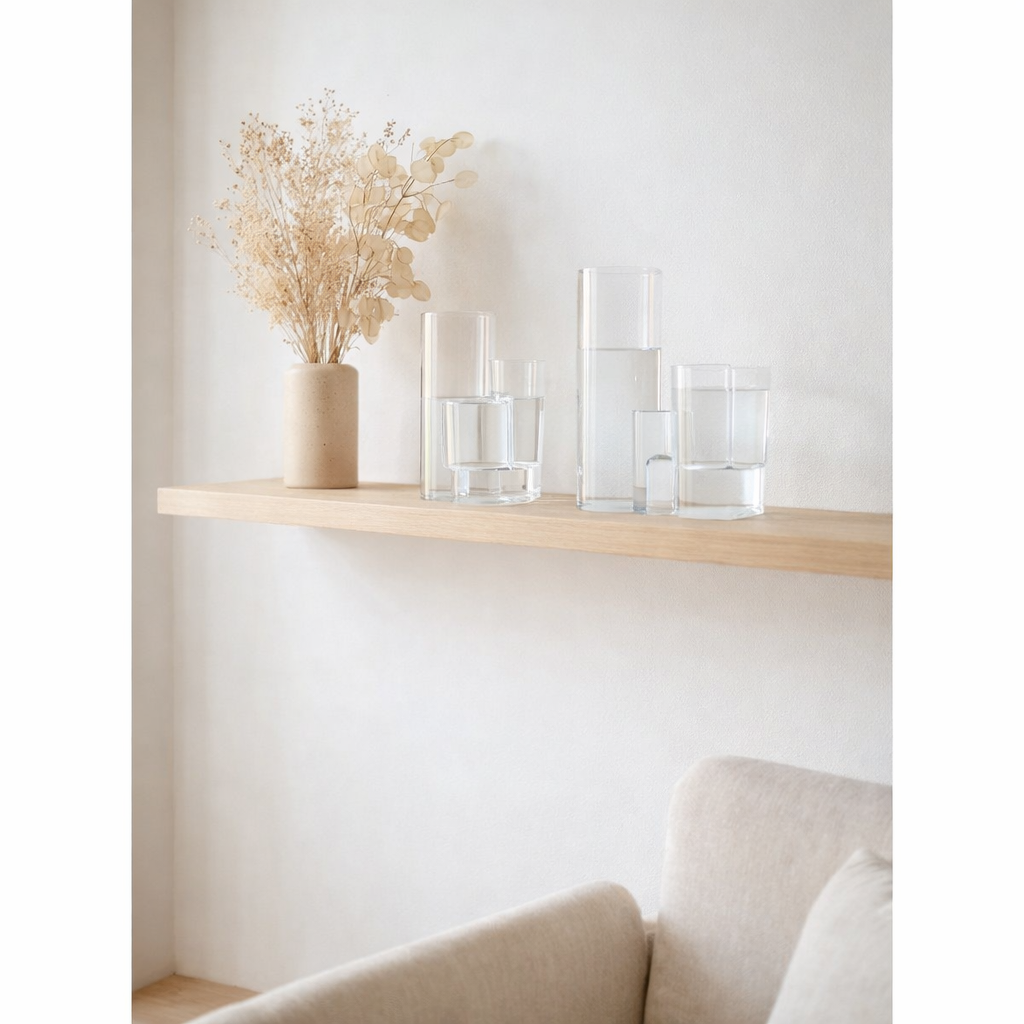 Vase en verre au design innovant avec une touche constructiviste, verre transparent FUSION 20 en situation