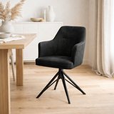 Chaise de bras Calvin tournant en tissu noir Aurora Hunter en situation