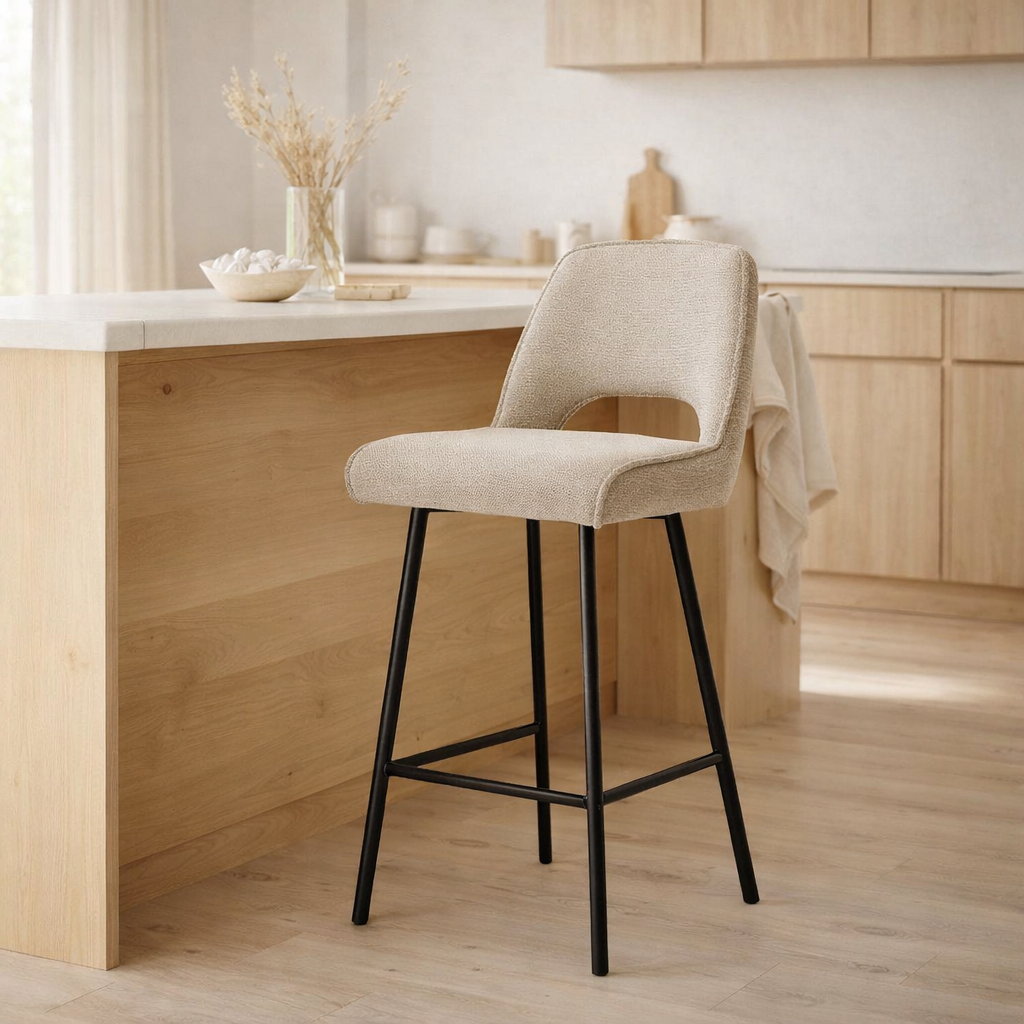 Jody Bar tabouret tissu aragon beige en situation
