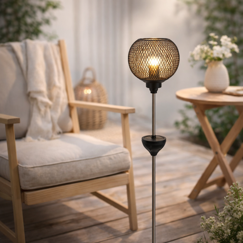 LED Solar-Erdspieß Geli, pour l'extérieur, la brochette de terre en métal et en plastique en noir, avec LED intégrée en situation