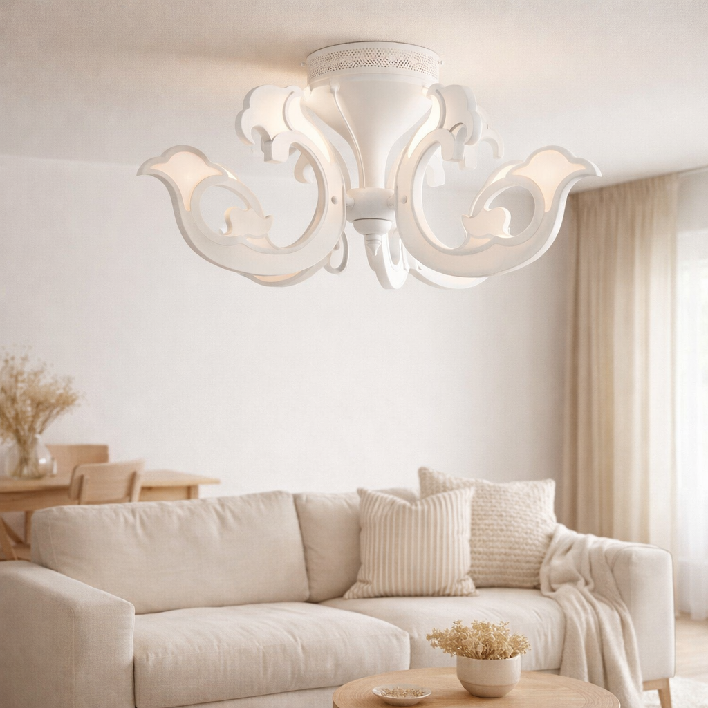 LED Crown Ludwig blanc Ø 66 cm, avec des LED fermement installées, métal en blanc en situation