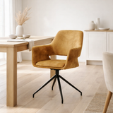 Chaise de bras katy m4 - poussière aurore velours or - tourner le pied en situation