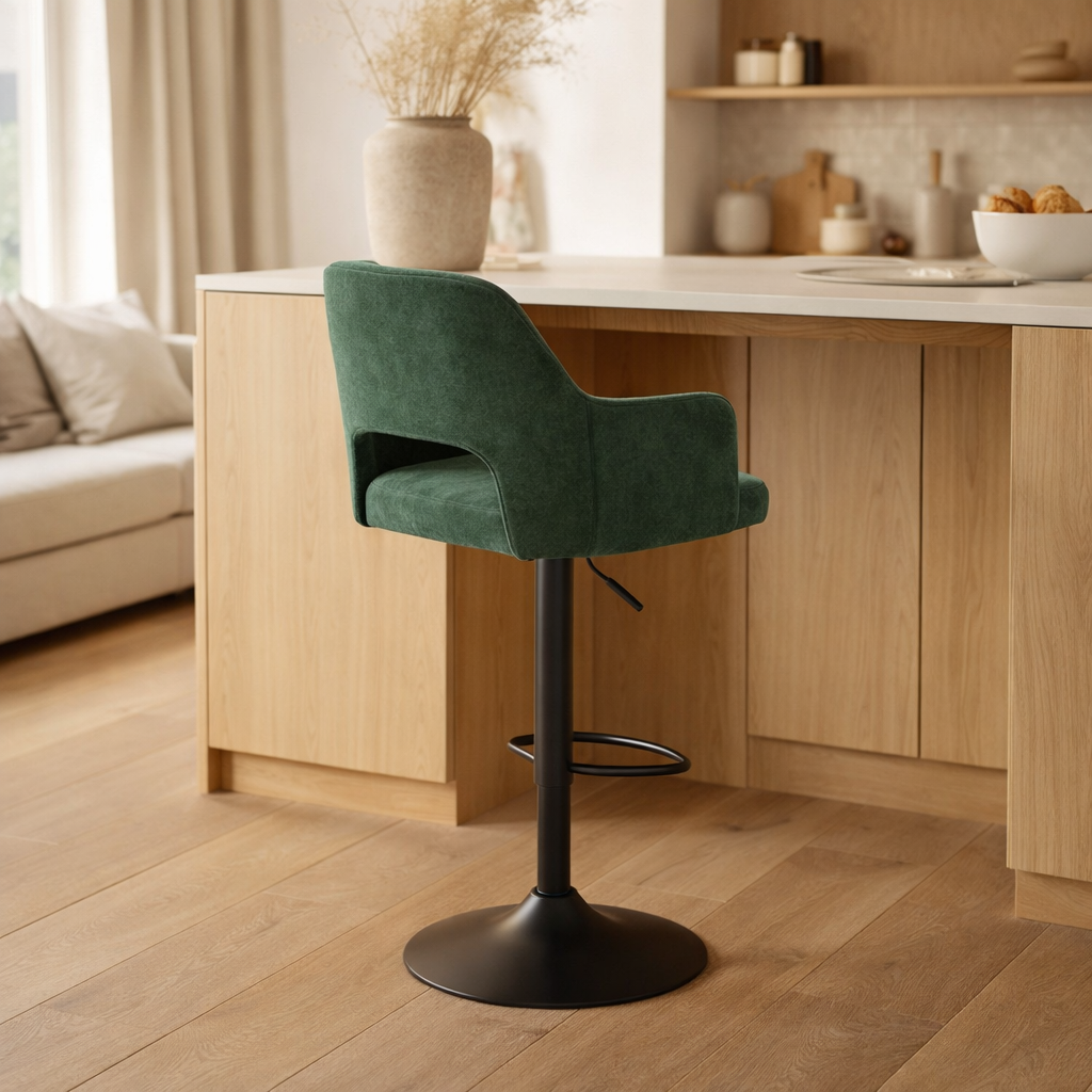 Tabouret de bar Katy - tissu aurore chasseur vert en situation