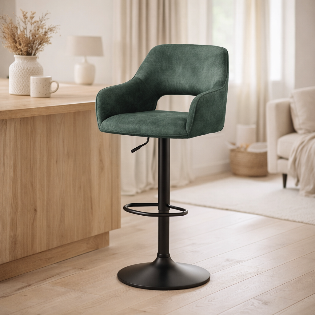 Tabouret de bar Katy - tissu aurore chasseur vert en situation