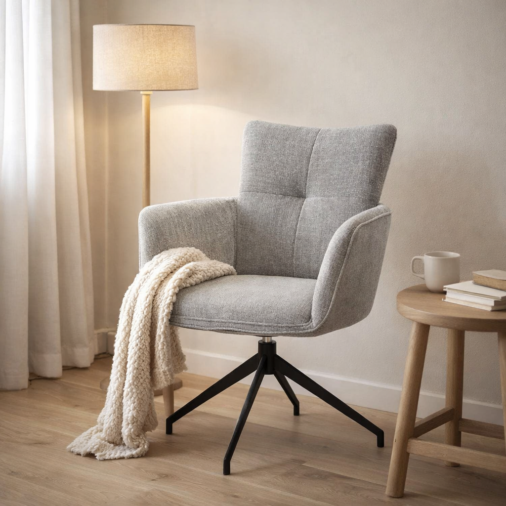 Evan Armchair tissu parfait harmonie gris en situation