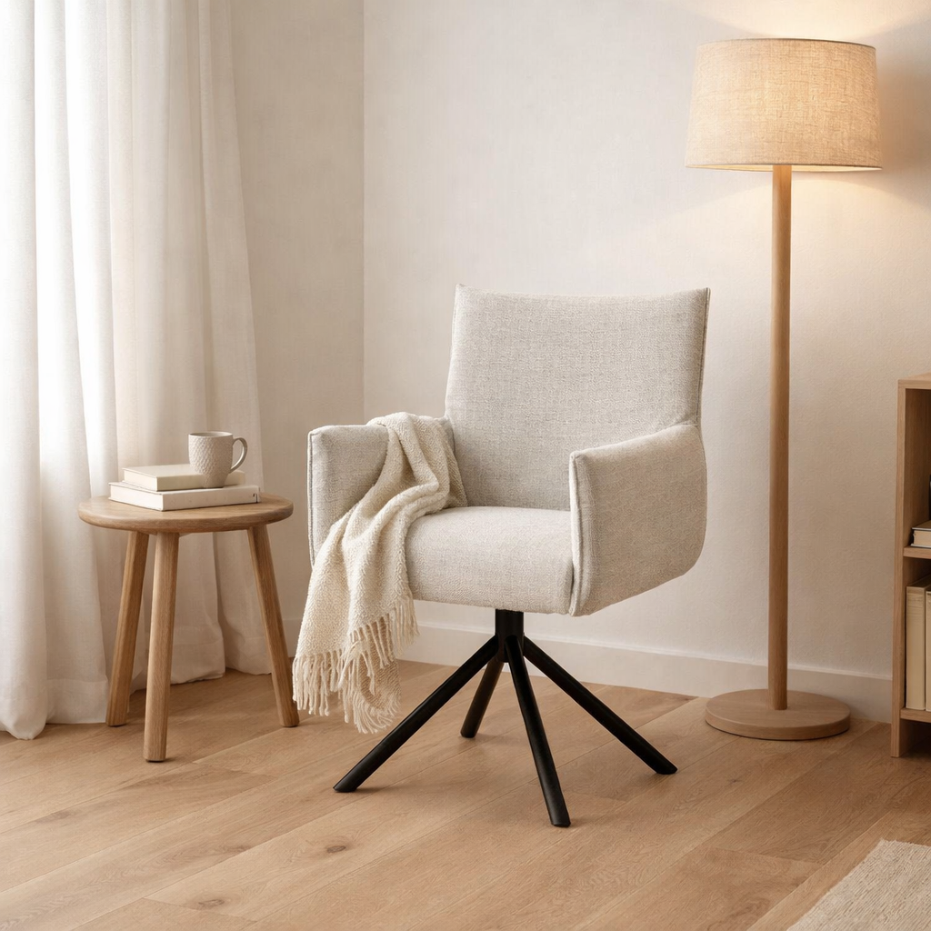 Focus Armchair - Fabric Oasis Shell - Turning Pudding Black en situation