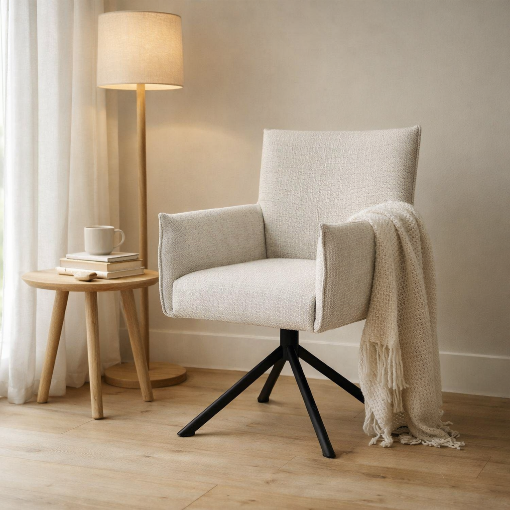 Focus Armchair - Fabric Oasis Shell - Turning Pudding Black en situation