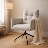 Fauteuil Nova Tissu Cremona %2304 Naturel - Structure rotative 360 noir P14 en situation