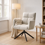 Fauteuil Nova Tissu Cremona %2304 Naturel - Structure rotative 360 noir A360 en situation