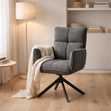 Fauteuil Nova Tissu Cremona %2393 Gris Foncé - Structure rotative 360 noir A360 en situation