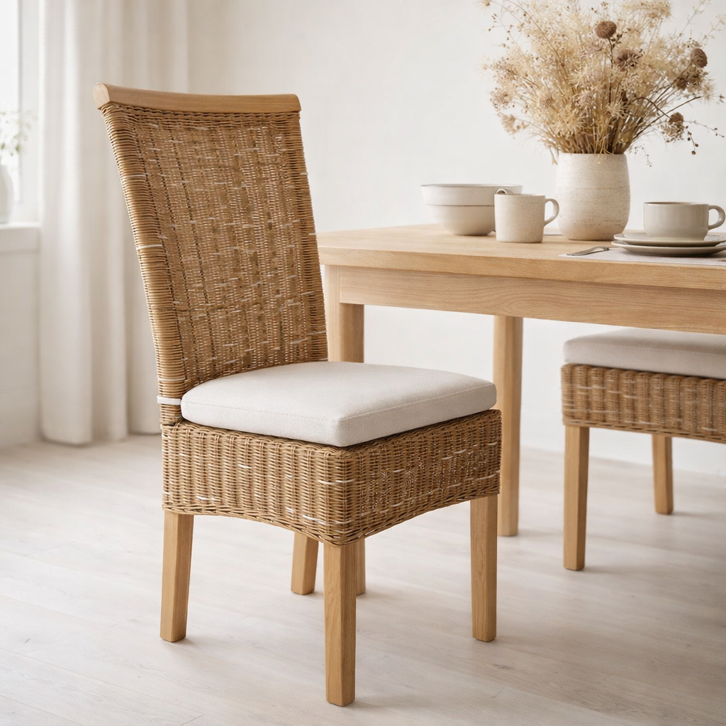 Chaise de salle à manger chaise rattan tabouret de table de salle à manger Corridors marron Perth en situation