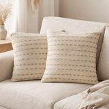 Coussin décoratif 40x40cm lot de 2 coussins décoratifs coussins de canapé coton et jute naturel en situation