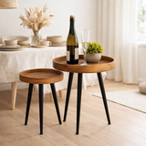 Table d'appoint bois autour de Ø 40 ou 50 cm 2nd choix Vancouver table basse table salon table de table de table noire tapis noir en situation