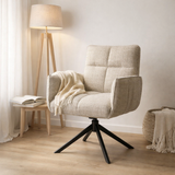 Fauteuil Nova Tissu Cremona %2314 Beige - Structure rotative 360 noir A360 en situation