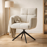 Fauteuil Nova Tissu Cremona %2302 Ecru - Structure rotative 360 noir A360 en situation