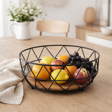 Corbeille à fruits 12 parties ø 28 cm H 10 cm corbeille à pain en métal coupe à fruits ronde néo métal noir en situation