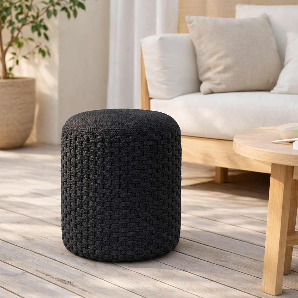 Selles mérinos pouf extérieur Ø40 H45cm Seat Pouf peut être rempli en situation