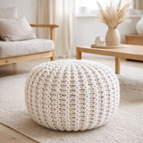 Tabouret de tricot pouf Ø 45 h 30 cm cm siège pouf tricot plancher en situation