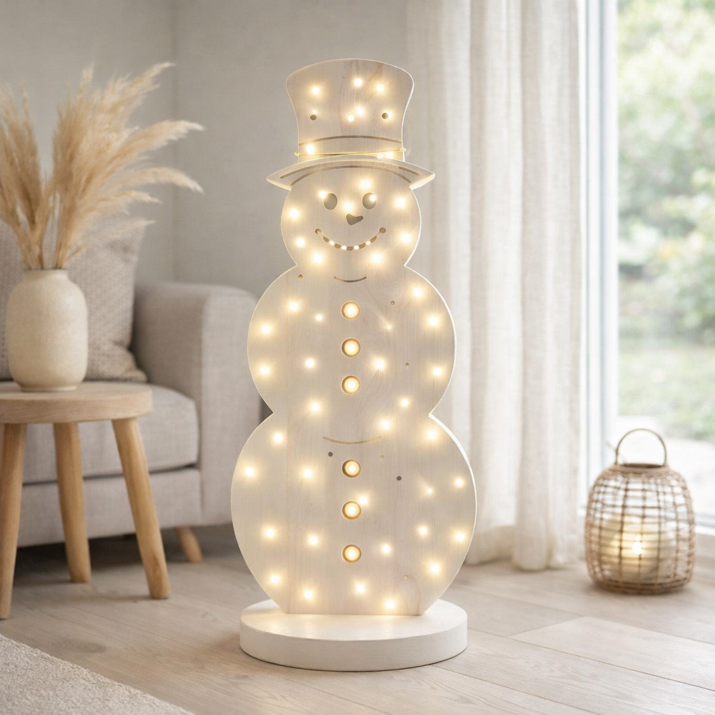 LED WOOD DECOLUM Snowy Big, décorations de Noël en bois dans la nature, avec des LED fermement intégrées, pour la zone extérieure en situation