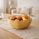 Panier de fruits 4 parties Ø 30 cm h 13 cm Bol de panier à pain métal autour de la structure de fil en argent ou en orce en or en situation