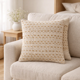 Coussin de canapé 40x40cm set de 12 pièces 2 x 6 coussin décoratif PU coton et jute naturel en situation