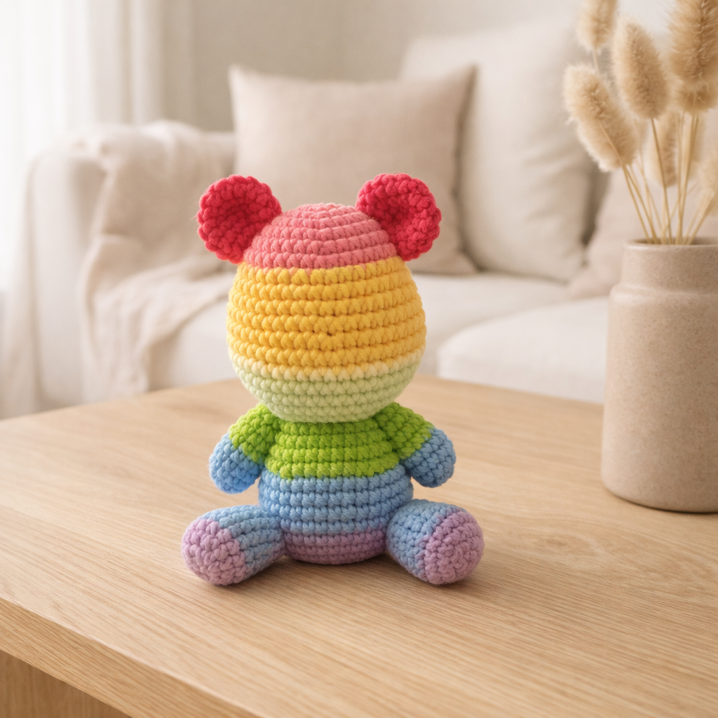 Ours crochet coloré en situation