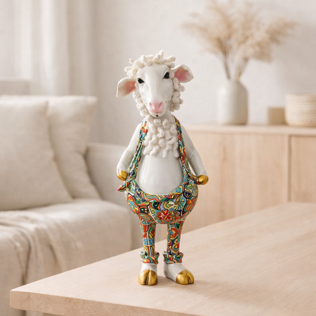 Polonre-moutons Père avec costume en situation