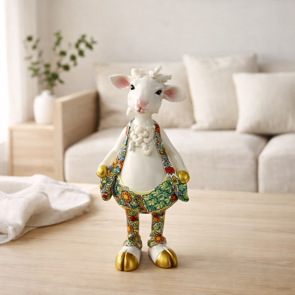 Boy mouton en polyresin avec costume en situation