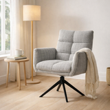 Fauteuil Nova Tissu Cremona %2385 Gris Clair - Structure rotative 360 noir A360 en situation