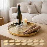 Plateau de service plateau décoratif 12 pièces métal ø 40 cm plateau à bougie rond argent ou or plateau décoratif en situation