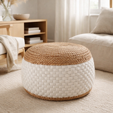 Pouf ottoman en jute environ 50x50 cm tabouret décoratif pouf en jute naturel ottoman coussin de sol ottoman en situation