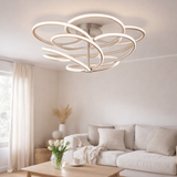 Plafond LED Rizado Ø: 57 cm en métal en nickel et plastique satiné, avec des LED fermement intégrées, l'éclairage pour les salons et le bureau. en situation