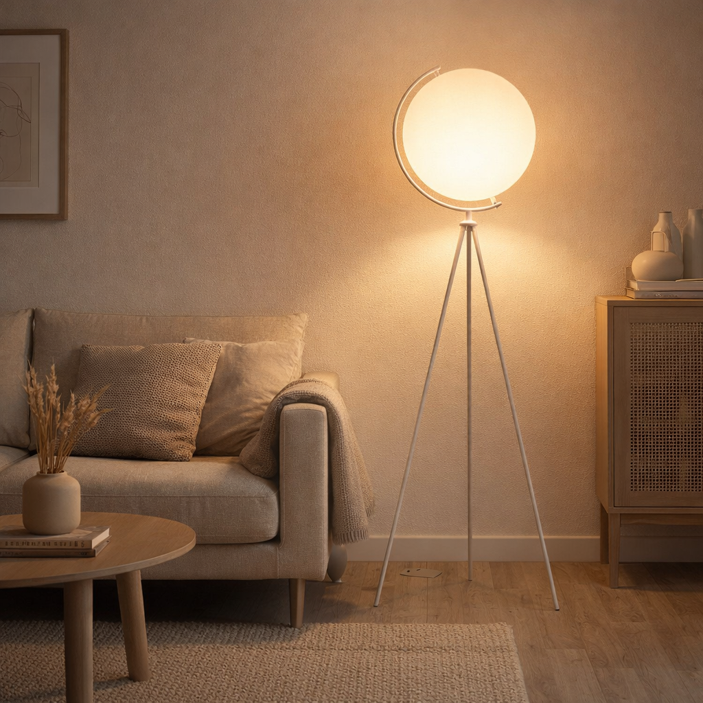 Lampadaire textile Munega h: 156cm en situation